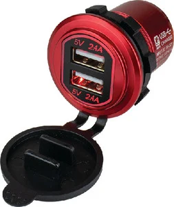Sea-Dog Line - Usb Charger Red Aluminum Dual - 426504-1
