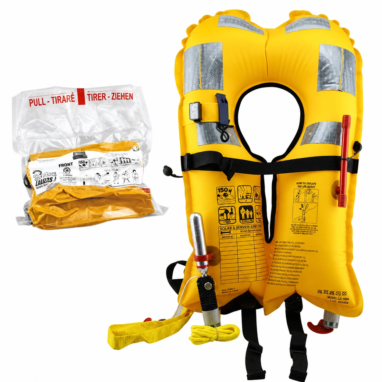 LALIZAS Delta Auto 150N Lifejacket | SOLAS/MED | Vacuum Packed + Safelite IV | 711081