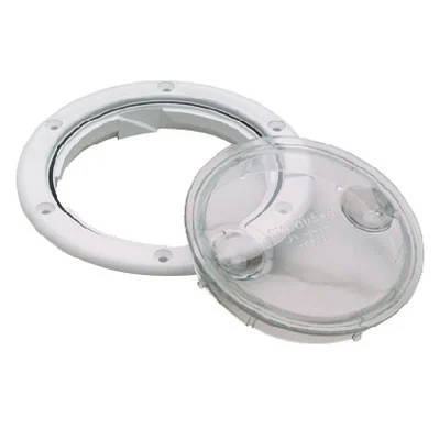 Seachoice Twist N Lock Deck Plate White with Clear Insert 39291 (Color: Arctic White, Size: 6 in) 39291
