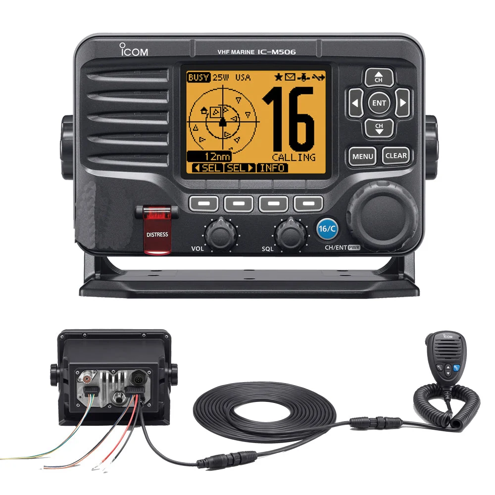 Icom M506 VHF Fixed Mount w/Rear Mic, AIS & NMEA 0183/2000® - Black