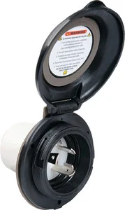 Parkpower by Marinco - 30a Contoured Pwr Inlet Black - 304EL-BRV.BLK