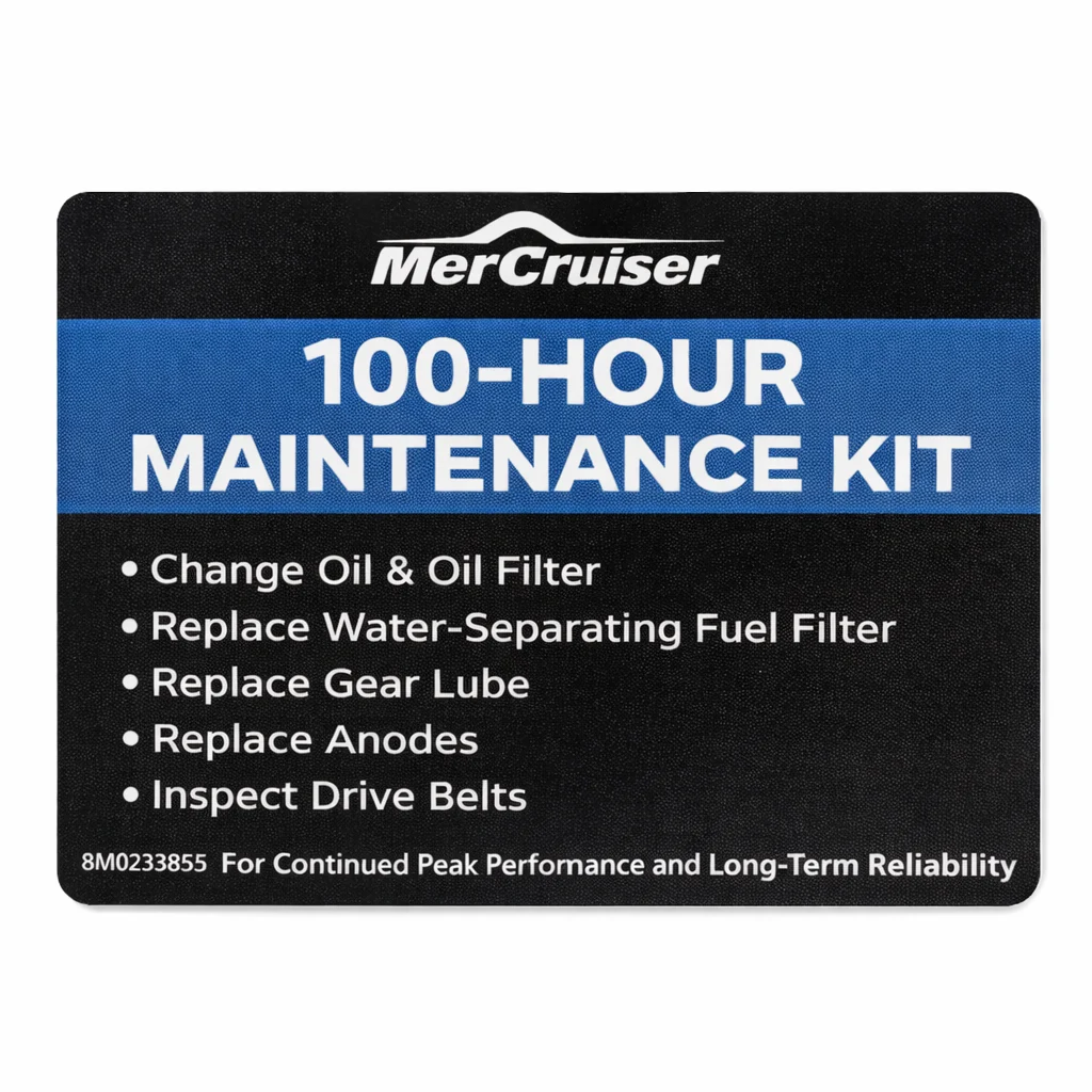 MerCruiser 100-Hour Maintenance Kit Label - Marine Engine Service Decal