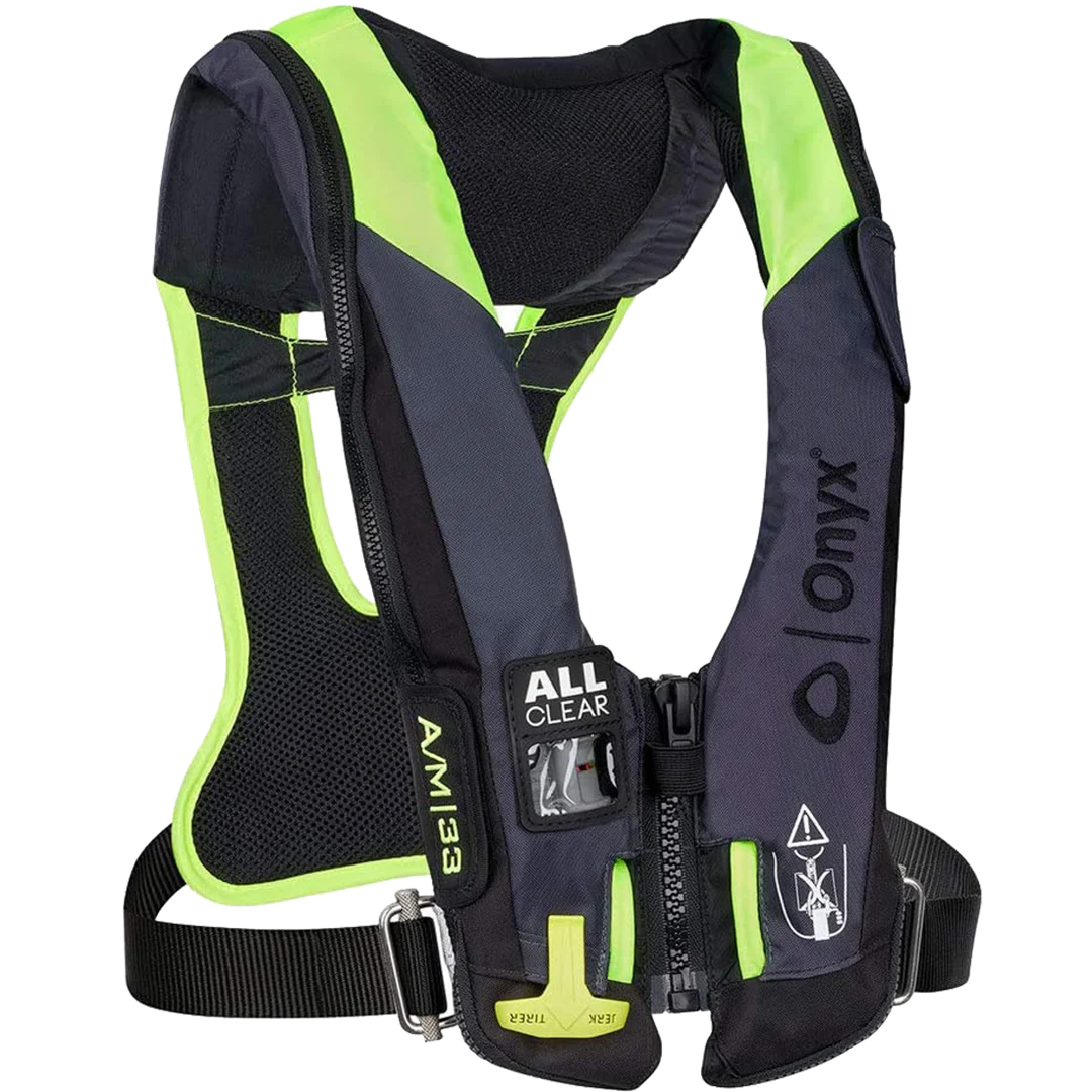 Onyx Impulse A/M 33 All Clear w/Harness Auto/Manual Inflatable Life Jacket - Grey