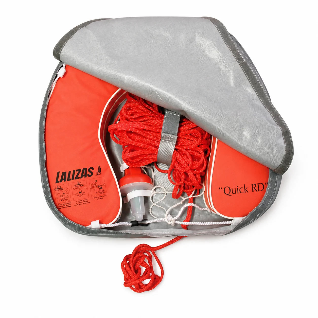 LALIZAS Horseshoe Lifebuoy Quick RD Set Orange with Light 71325, 30m Rope & Case