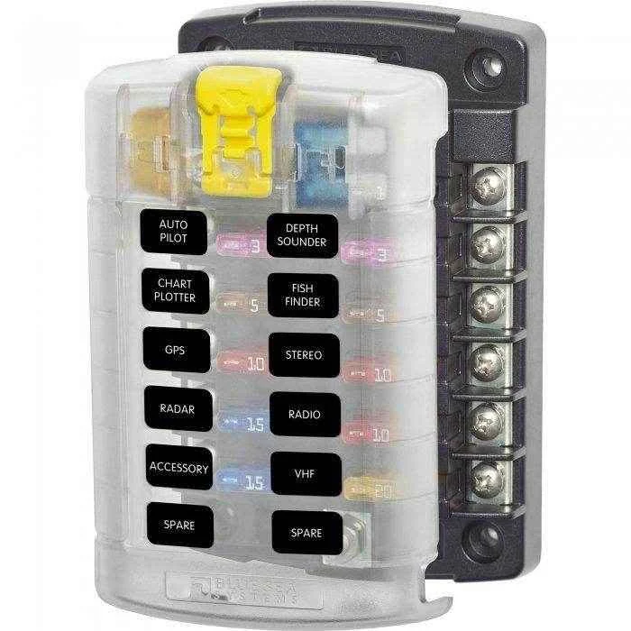 Blue Sea Ato/Atc 12 Circuit Fuse Block With Cover 5029