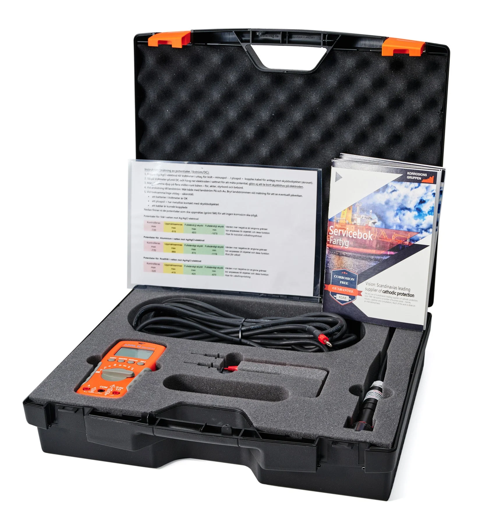 Measurement kit for ships / marine use, voltmeter including measuring cords and Ag/AgCl reference