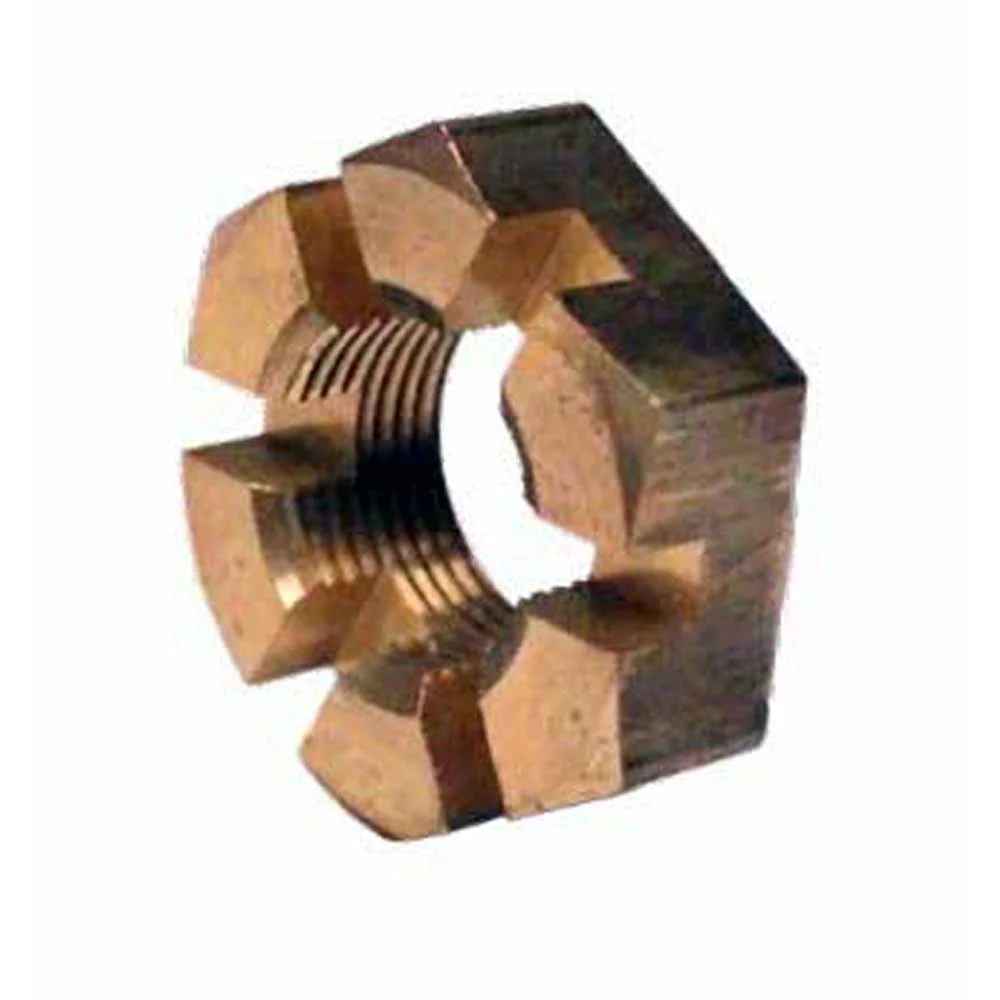 Castle Nut Brass Low Profile For 1" and 1-1/8" Inboard Shafts Slotted Castle Nut PNUTFULL-1.000-BCN