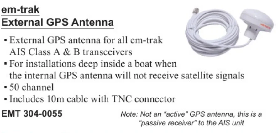em-trak External GPS Antenna (EMT 304-0055)