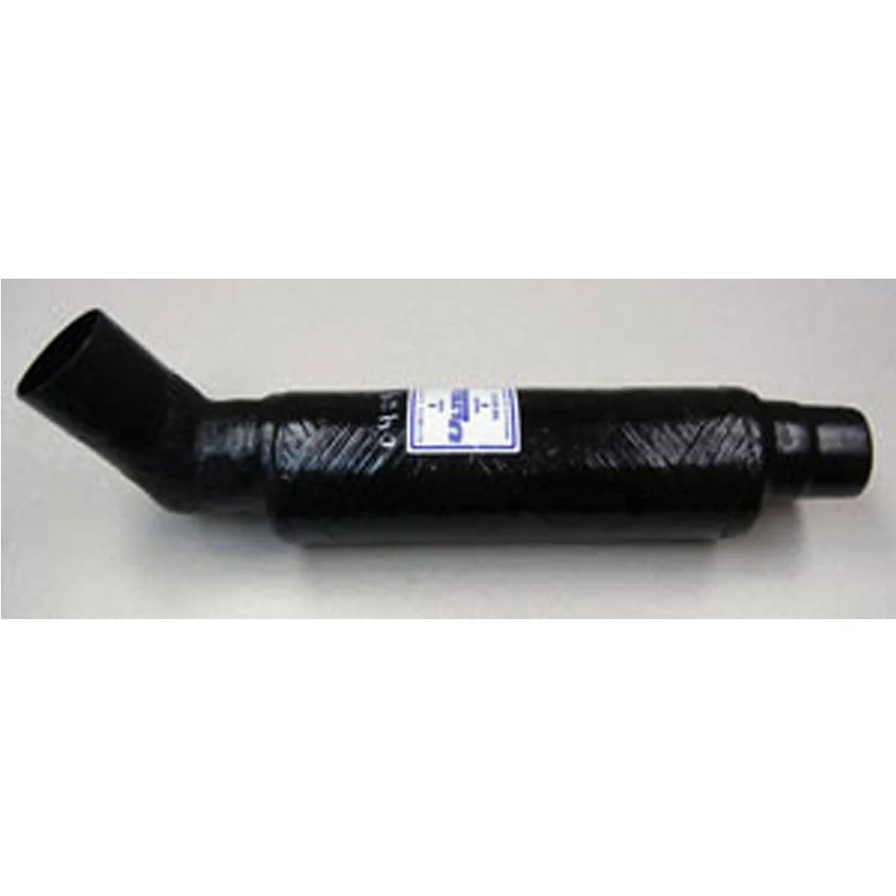 Muffler Interchangeable Angled 3-1/2 Inch 60° O.D. Inlet With 3 Inch O.D. Straight Outlet 26 Inches Long OEM UM-0429 See Description For Replacement