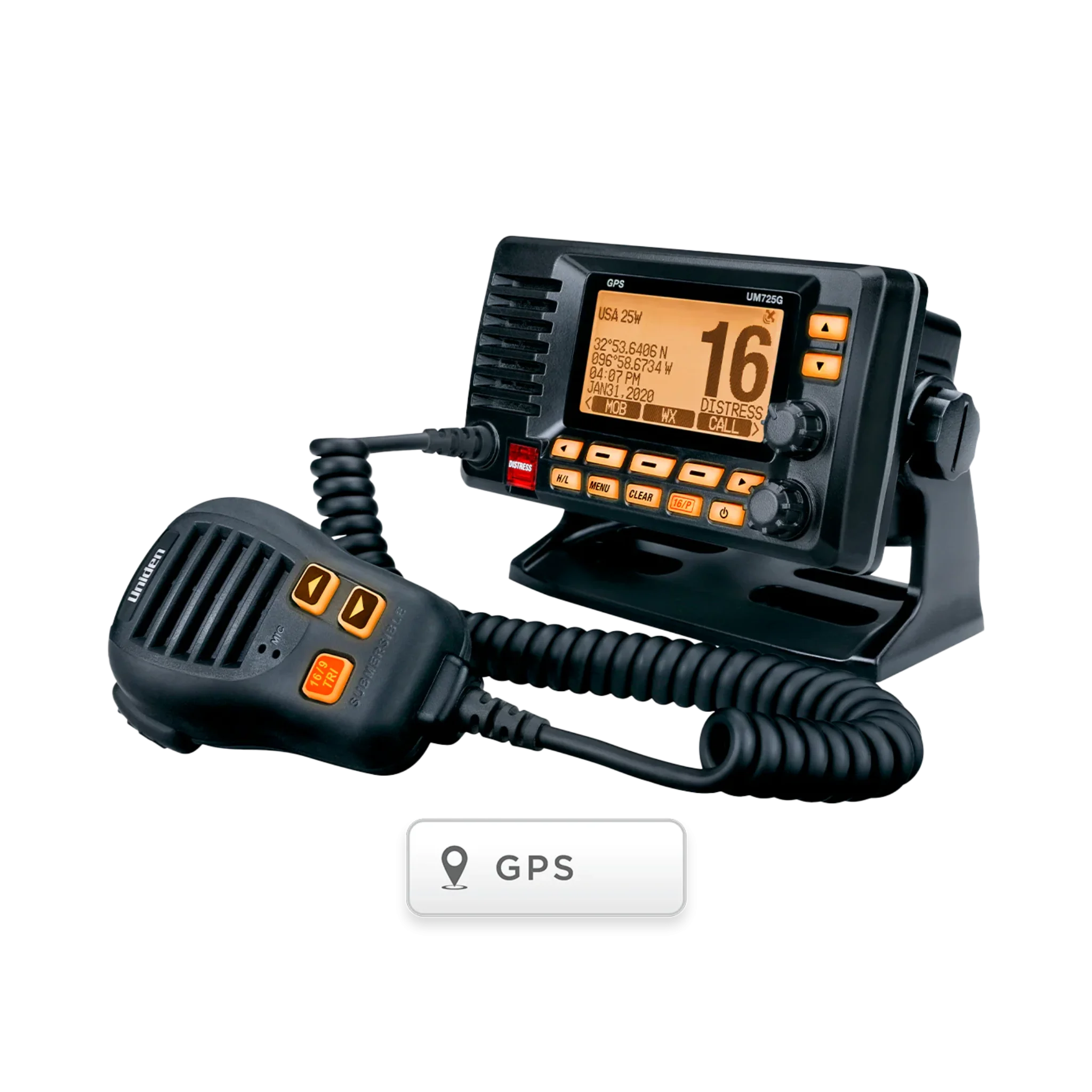 Uniden Standard Horizon GX1400G Fixed Mount VHF Marine Radio – Black (UNI-UM-725GBK)