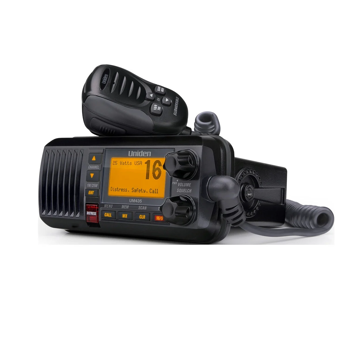 Uniden UM435BK Fixed Mount Class D DSC VHF Marine Radio – Black (UNI-UM-435BK)