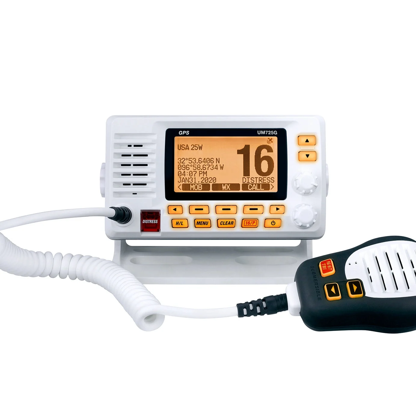 Uniden UM725G Fixed Mount Class D DSC VHF Marine Radio with GPS – White (UNI-UM-725G)