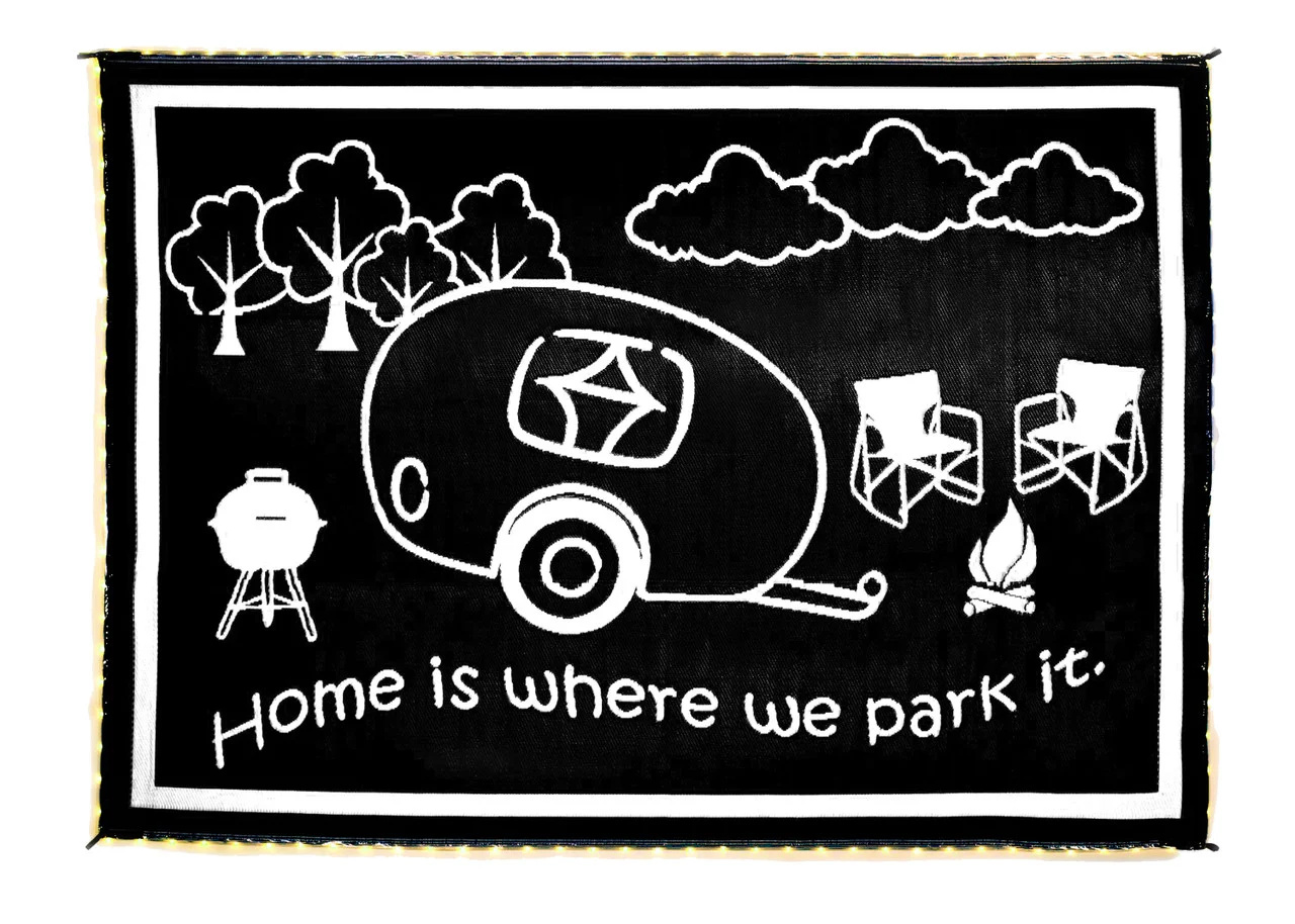 Stylish Camping Lrvh8111 Reversible Led Illuminated Mat - Rv Home, Black/white, 8' X 11' - LRVH8111