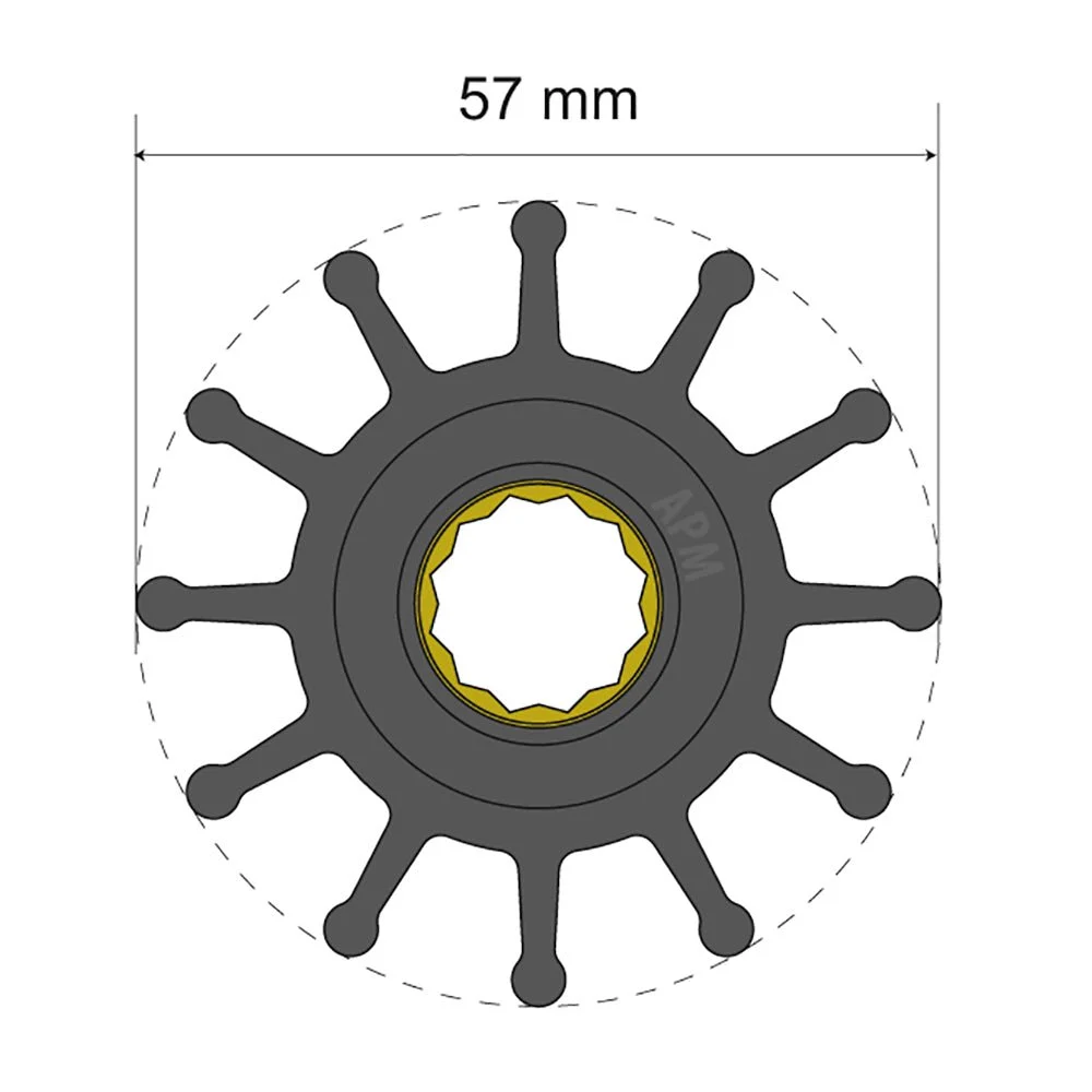 Volvo Penta Albin Group Premium Impeller Kit 57 x 16 x 48.2mm - 12 Blade - Spline Insert – Marine Engine Cooling Replacement Part
