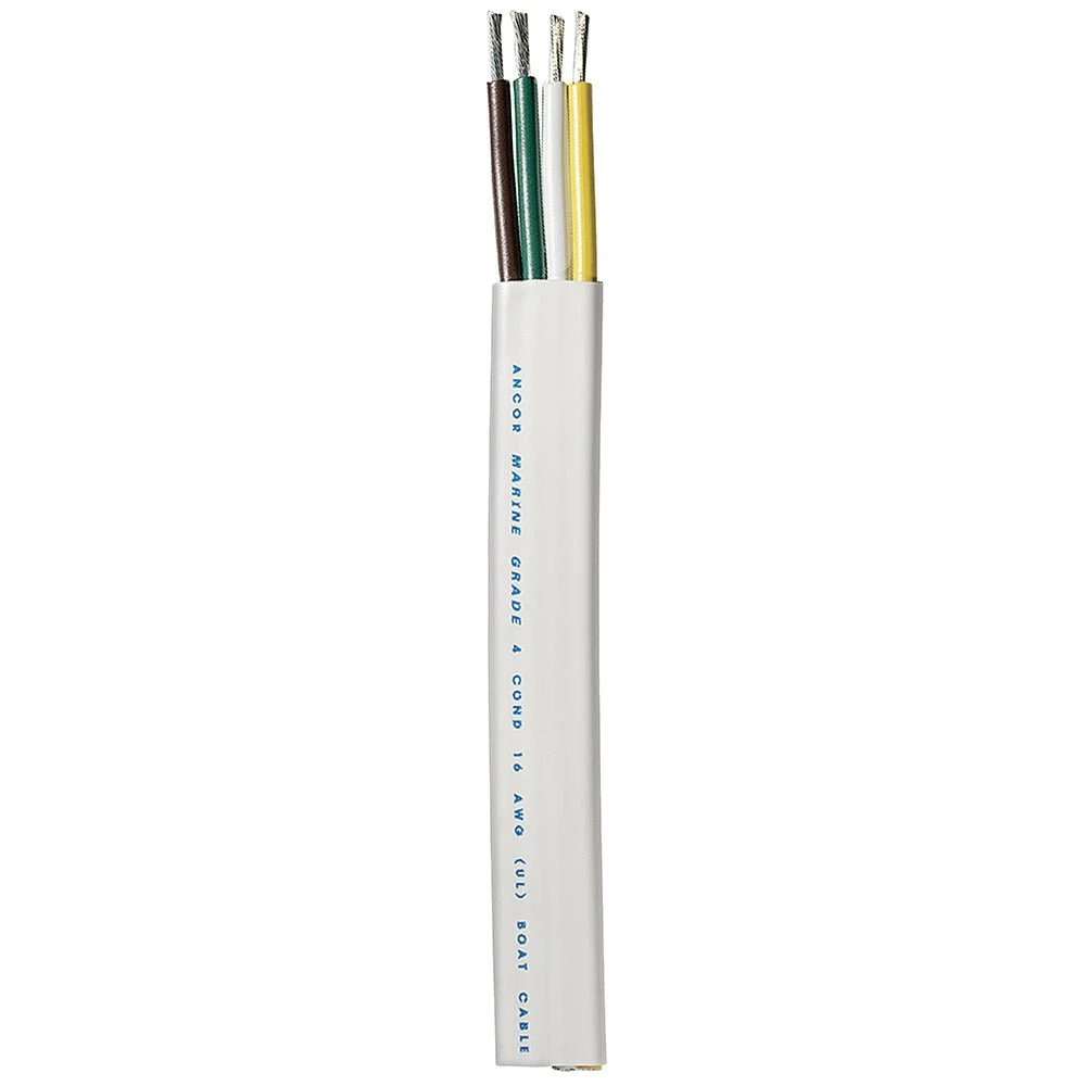 Ancor Trailer Cable - 16/4 AWG - Yellow/White/Green/Brown - Flat - 300' – Marine Electrical Replacement Part