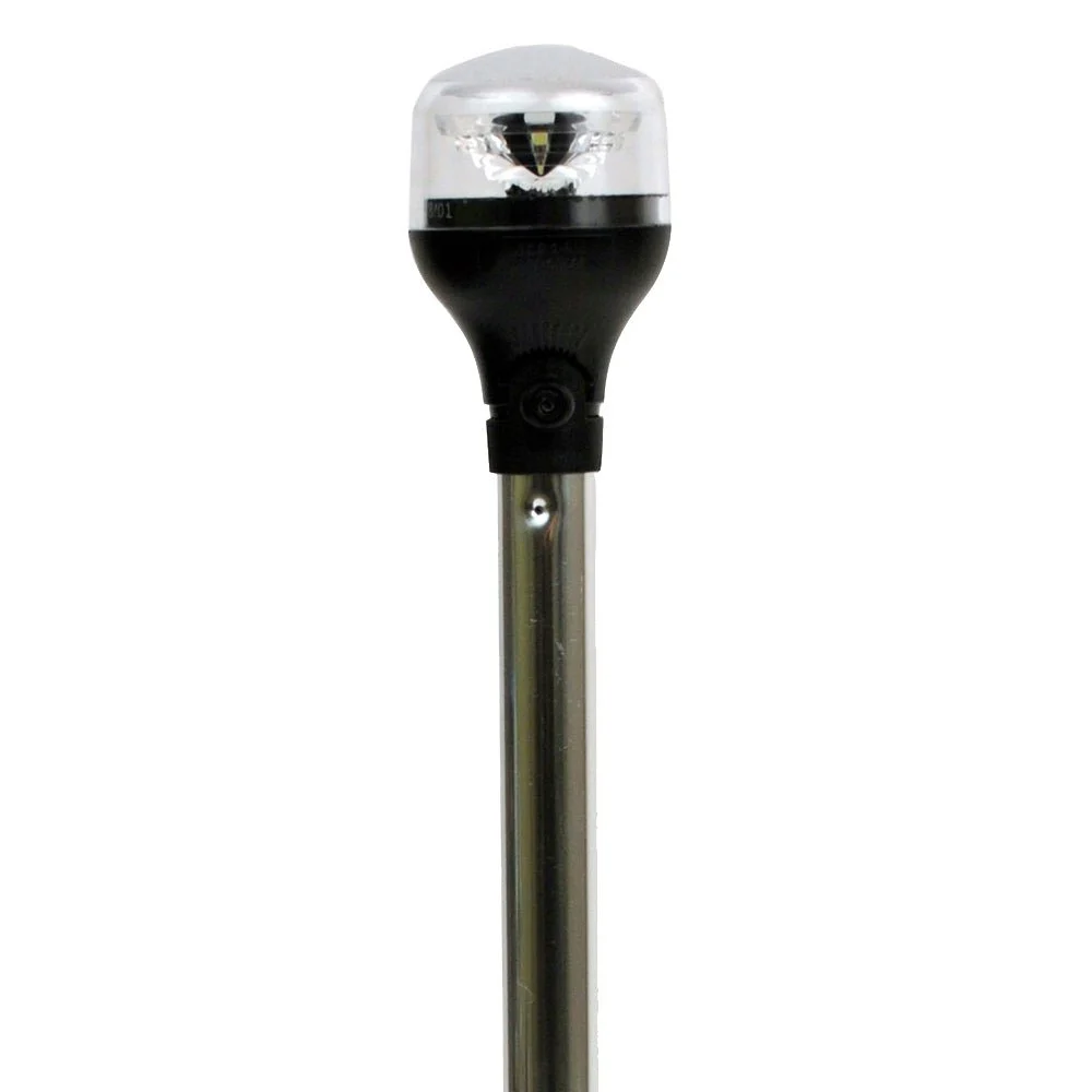 Attwood Marine LightArmor All-Around Light - 12" Aluminum Pole - Black Vertical Composite Base w/Adapter