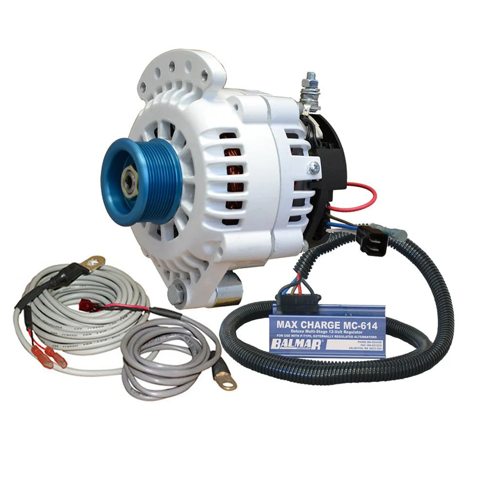 Balmar Sterndrive Alternator 100 AMP Kit 12V 1-2" Single Foot Spindle Mount J10 Pulley Regulator & Temp Sensor – Marine Boat Replacement Part