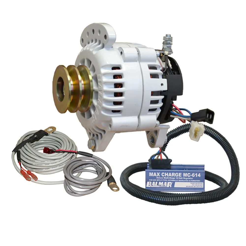 Balmar Alternator 100 AMP Kit 12V 3.15" Dual Foot Saddle Dual Pulley Regulator & Temp Sensor – Marine Boat Replacement Part