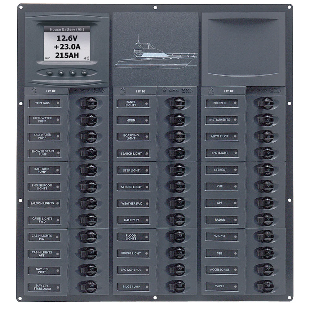 BEP Cruiser Series DC Circuit Breaker Panel w/Digital Meters 36SP DC12V