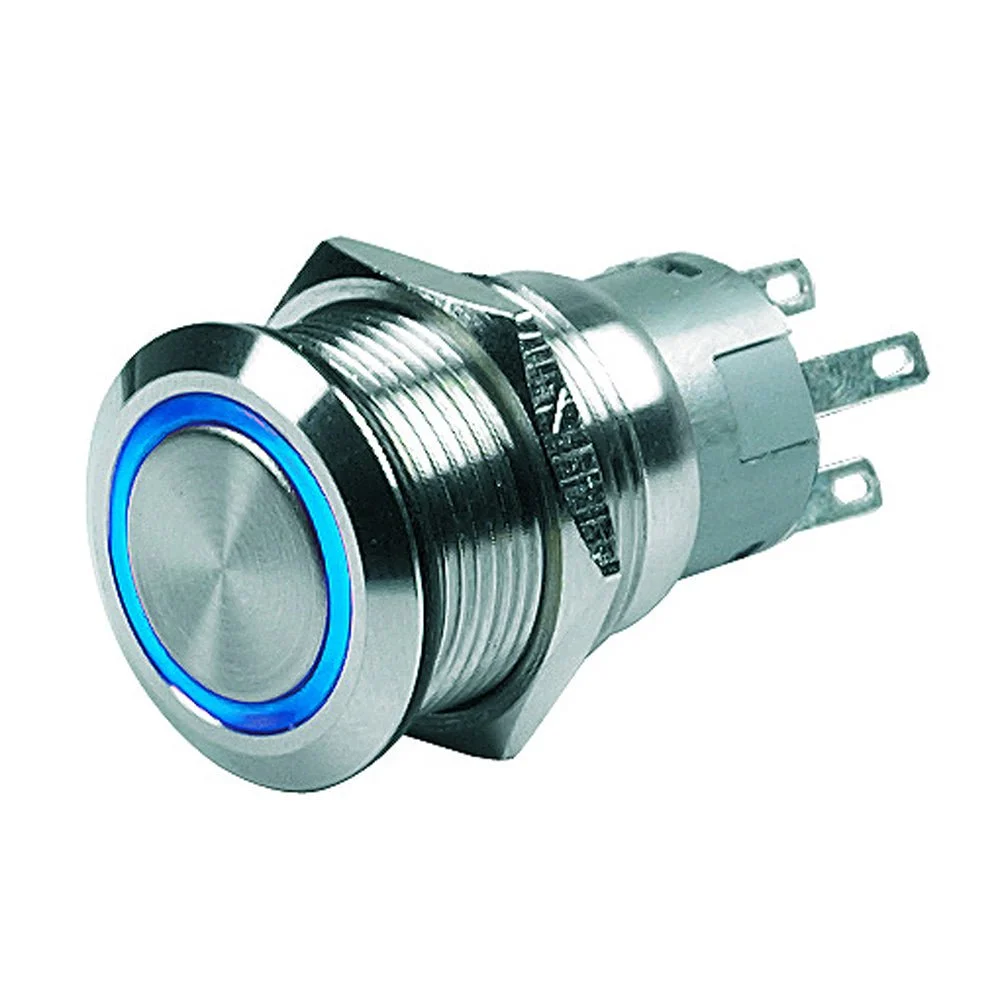 BEP Marine BEP Push Button Switch - 24V Latching On/Off - Blue LED