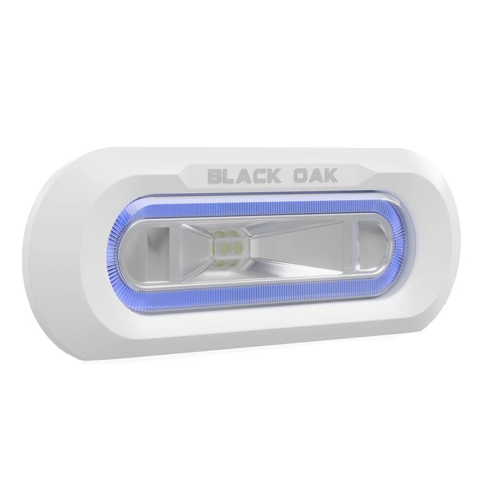 Black Oak LED Black Oak Low Pro™ Marine Spreader Light - Flush Mount - White Housing - Blue LED
