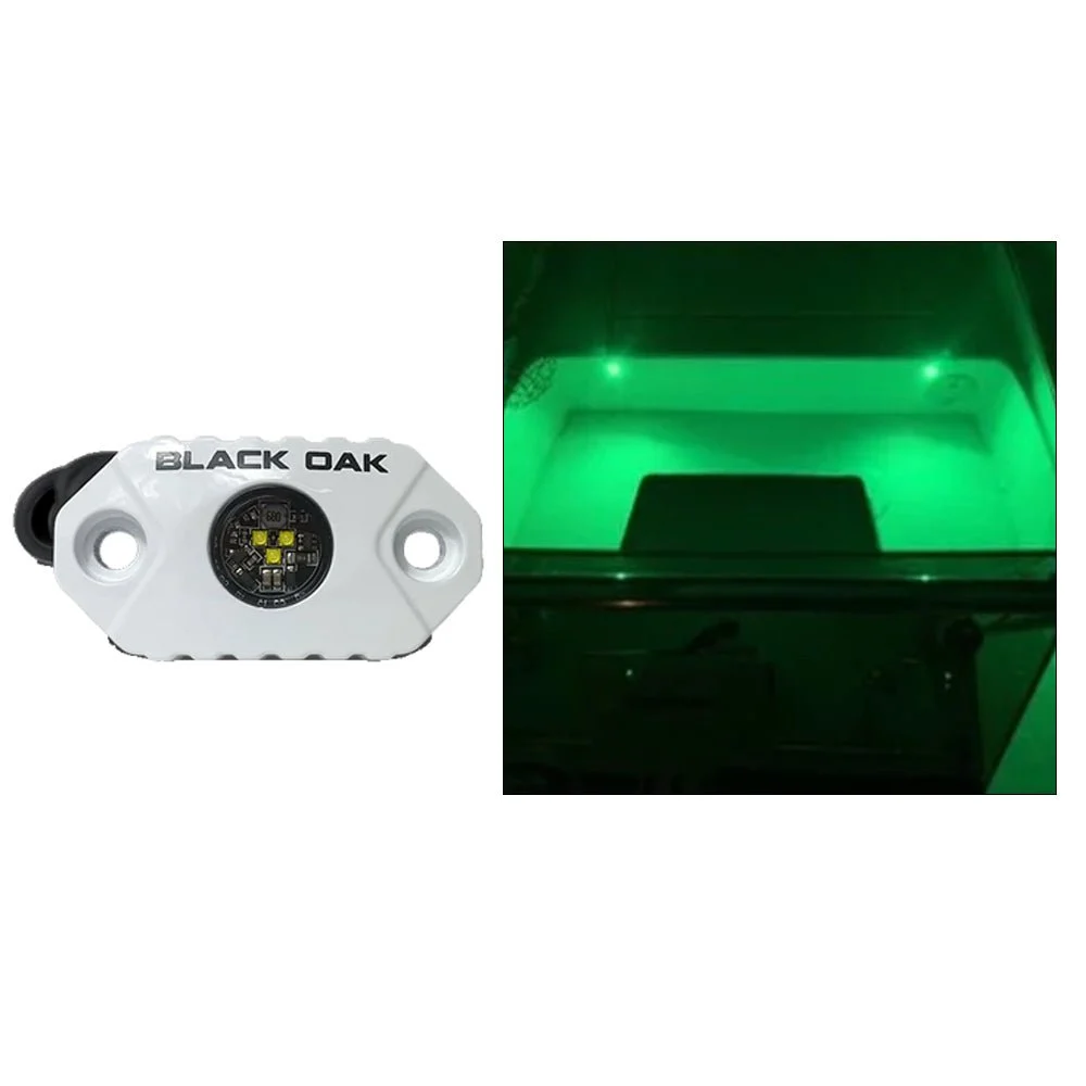 Black Oak LED Black Oak Rock Accent Light - Green LEDs - White Housing – Marine Boat Replacement Part