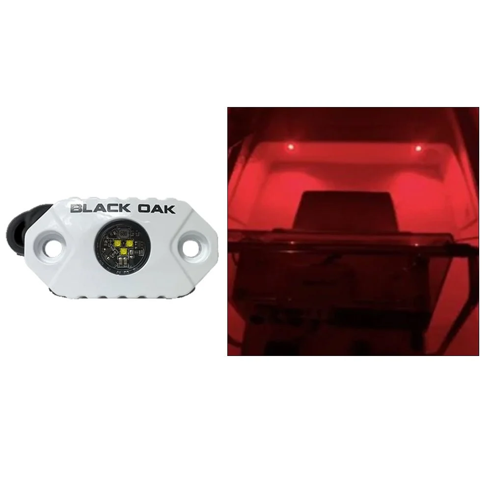 Black Oak LED Black Oak Rock Accent Light - Red LEDs - White Housing – Marine Boat Replacement Part
