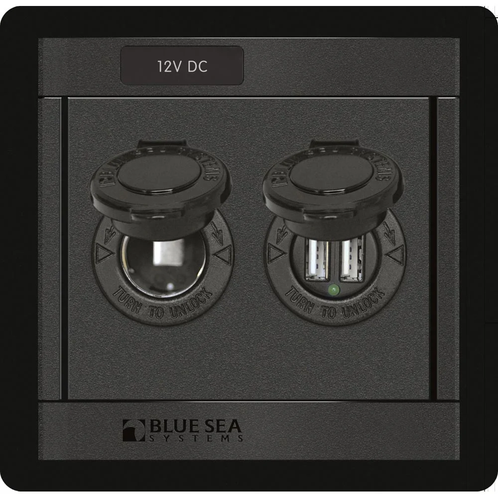 Blue Sea Systems 1478 360 Panel - 12V DC Socket & Dual USB Charger – Marine Boat Replacement Part