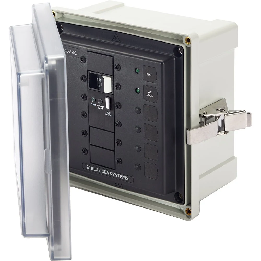 Blue Sea Systems 3120 - SMS Panel Enclosure w/ELCI Main (50A) and 2 Blanks - 240V – Marine Boat Replacement Part
