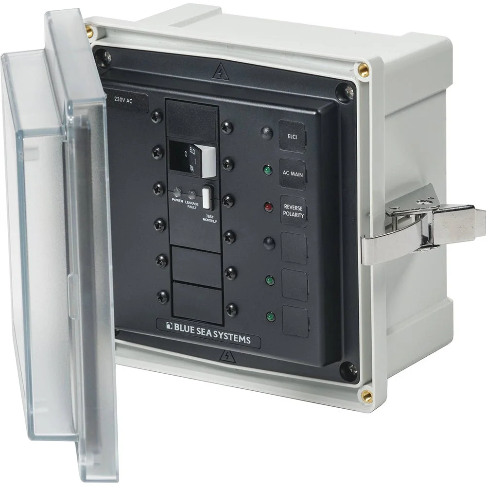 Blue Sea Systems 3121 - SMS Panel Enclosure w/ELCI (16A) & 3 Blanks - 230V AC – Marine Boat Replacement Part
