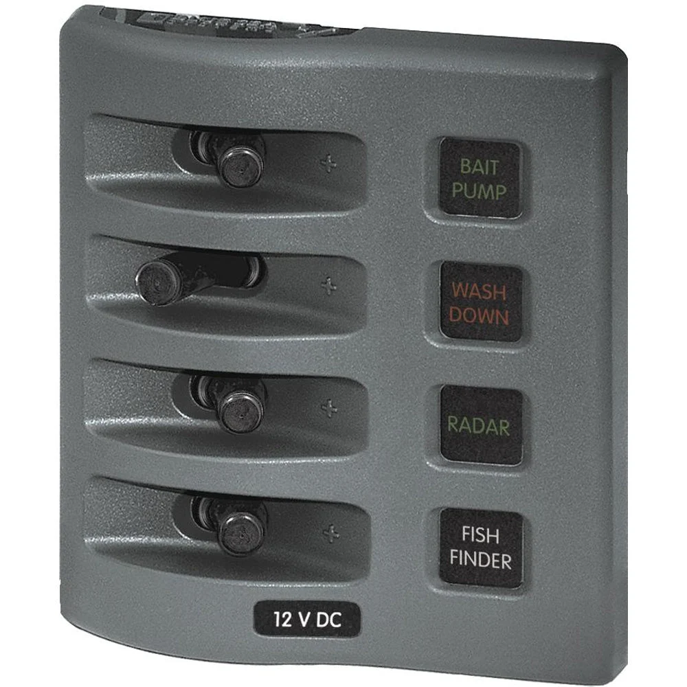 Blue Sea Systems 4304 WeatherDeck Water Resistant Fuse Panel - 4 Position - Grey – Marine Boat Replacement Part