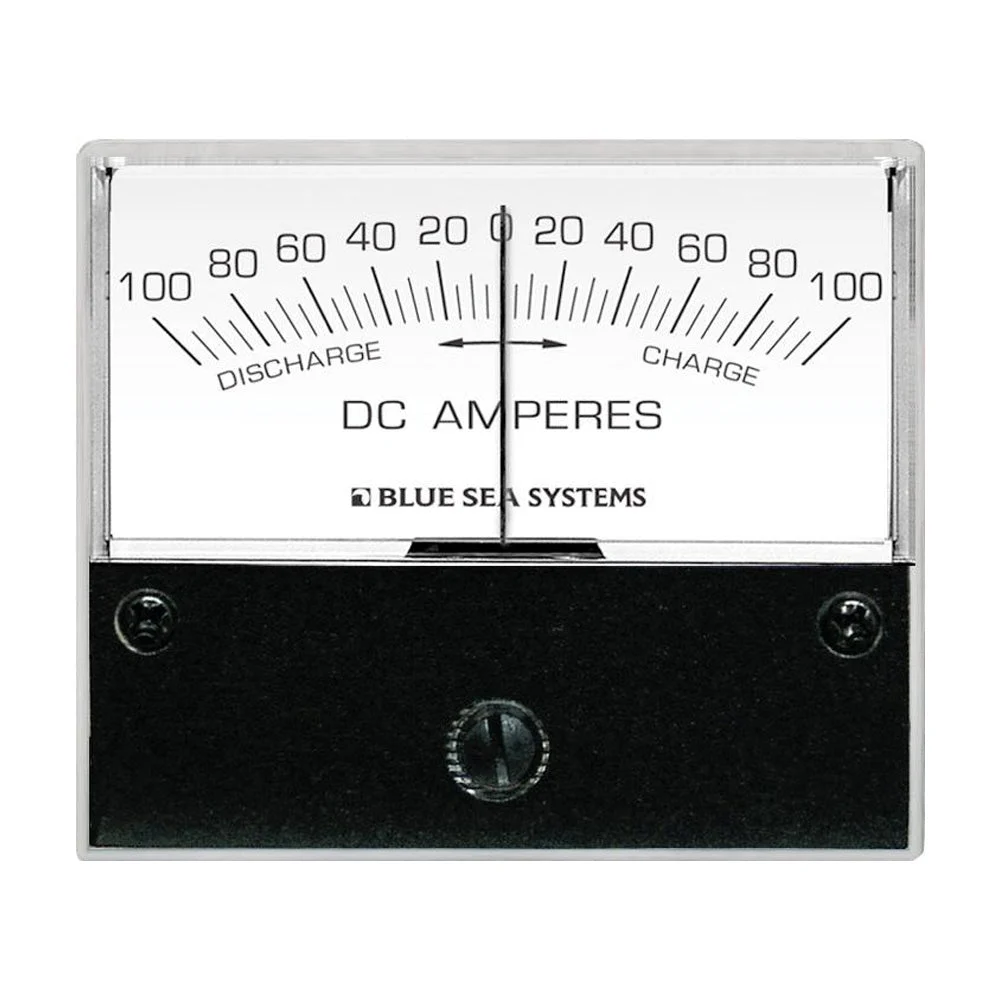 Blue Sea Systems 8253 DC Zero Center Analog Ammeter - 2-3/4" Face, 100-0-100 Amperes DC – Marine Boat Replacement Part