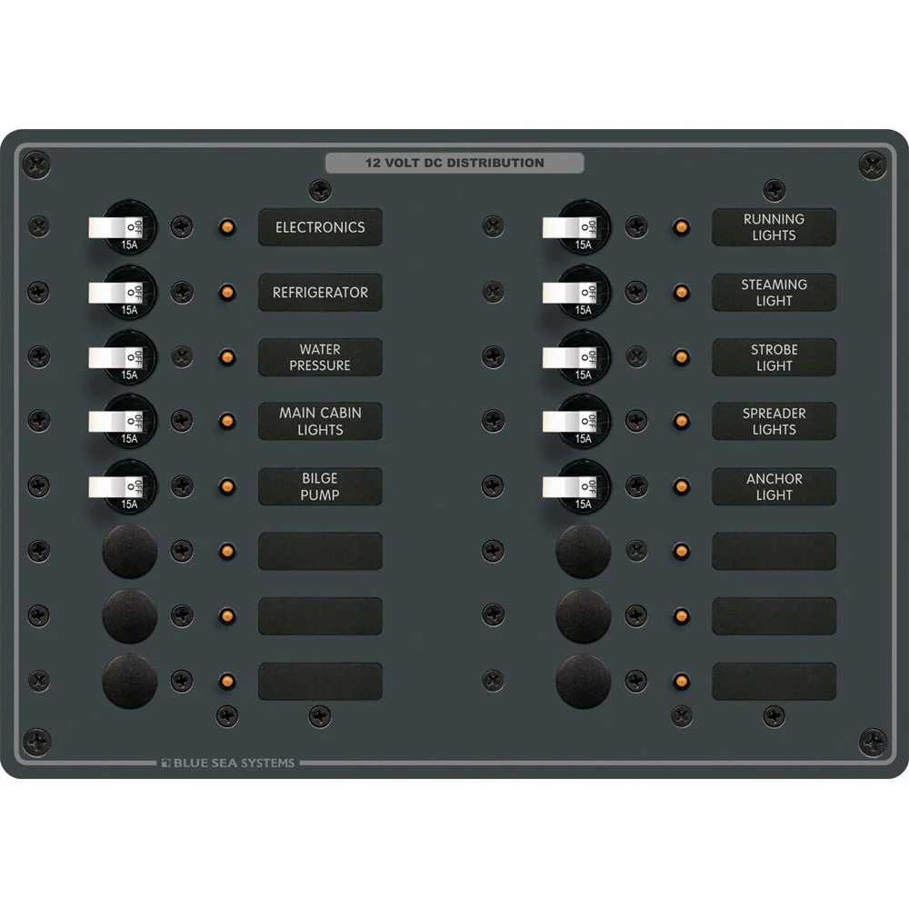 Blue Sea Systems 8377 Panel DC 16 Position – Marine Electrical Replacement Part