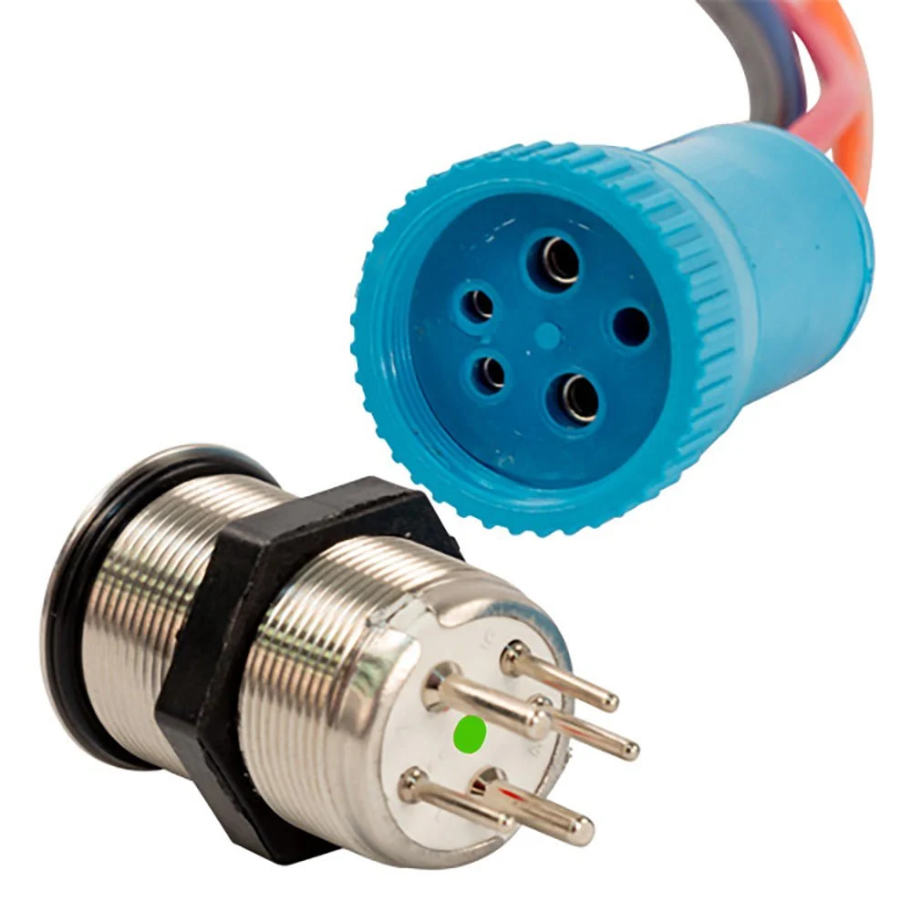 Bluewater 22mm Push Button Switch - Off/(On) Momentary Contact - Blue/Red LED - 4' Lead – Marine Boat Replacement Part