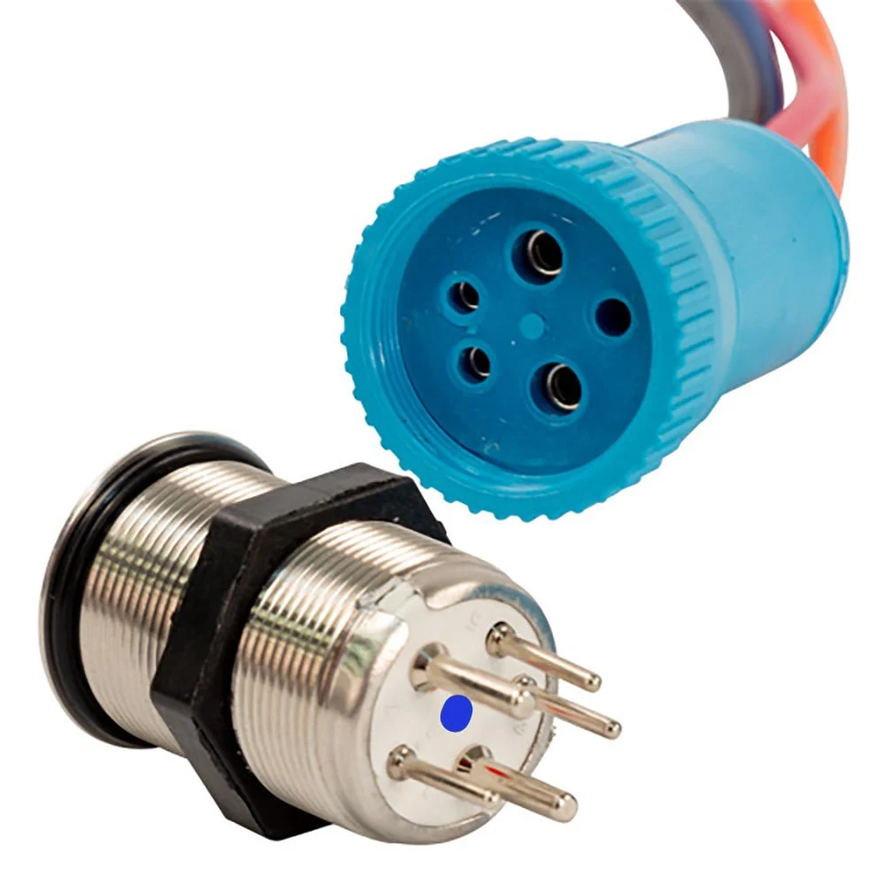 Bluewater 22mm Push Button Switch - Off/On/On Contact - Blue/Green/Red LED - 4' Lead – Marine Boat Replacement Part