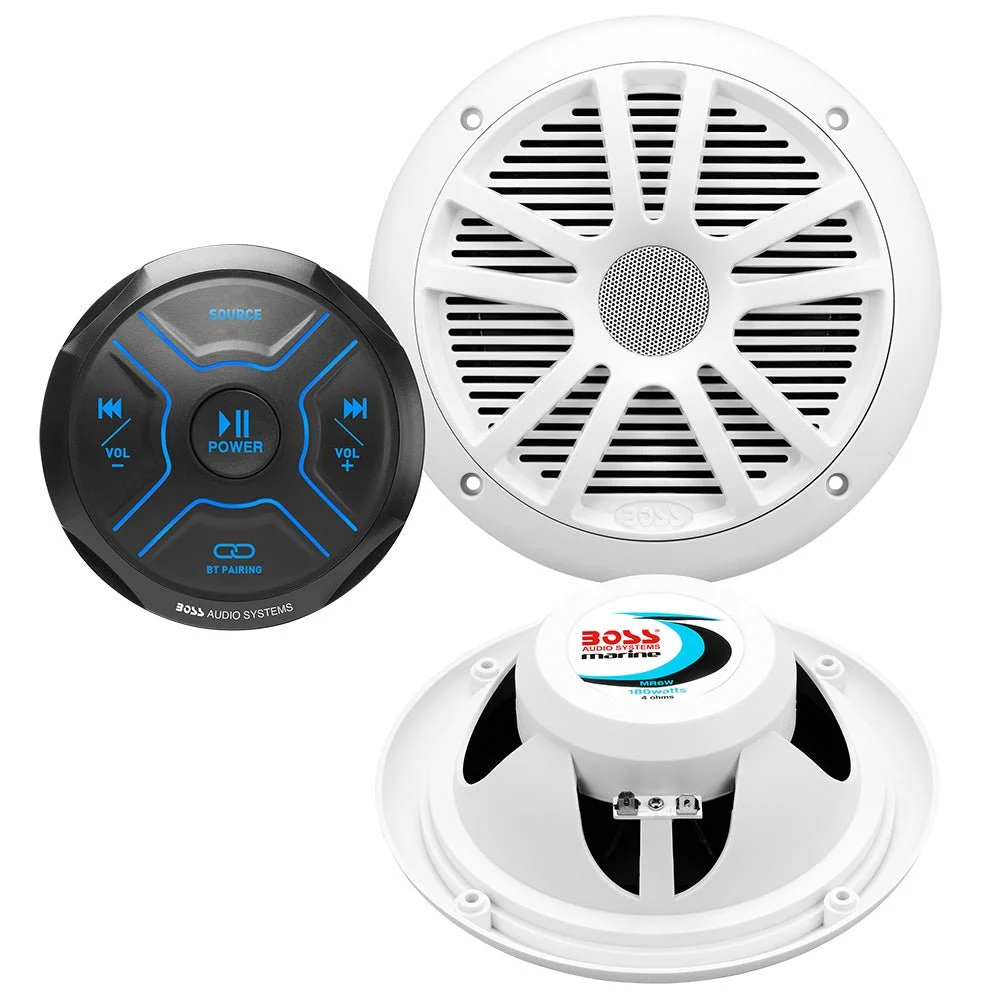 Boss Audio MG150W.6 Kit w/MGR150B & 2 MR6W Speakers – Marine Electrical Replacement Part