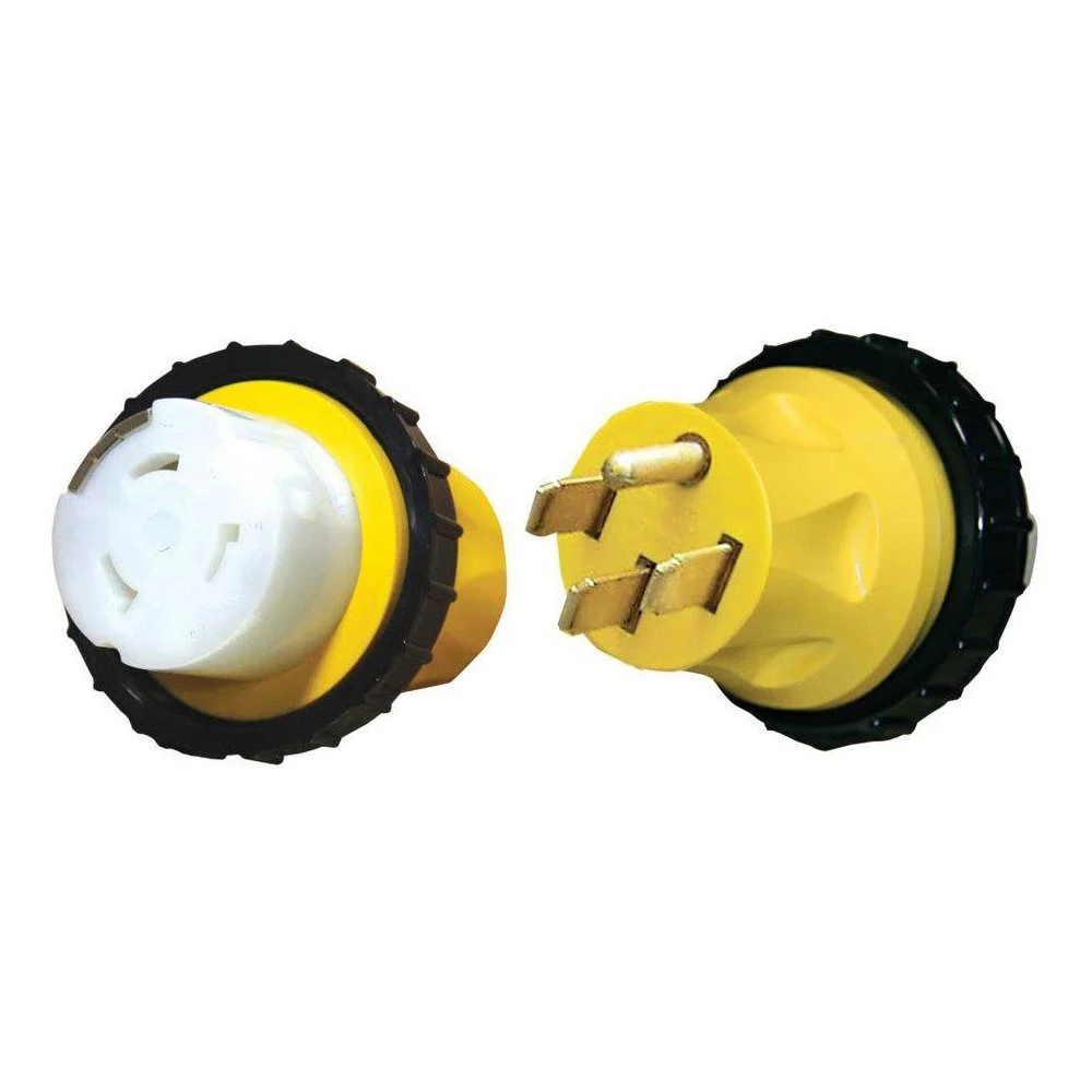 Voltec 16-00598 Heavy Duty Molded Locking Adapter - Yellow, 50 Amp/50 Amp - 16-00598