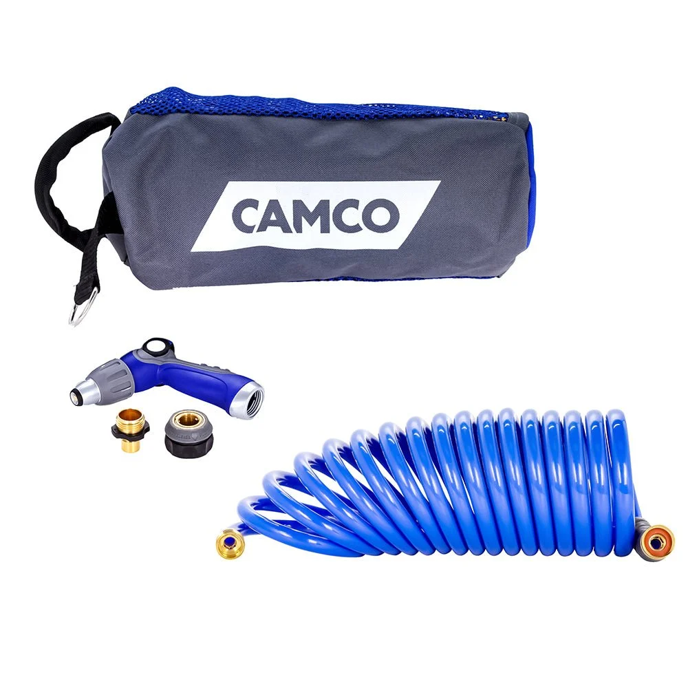 Camco 20' Coiled Hose & Spray Nozzle Kit – Marine Boat Replacement Part