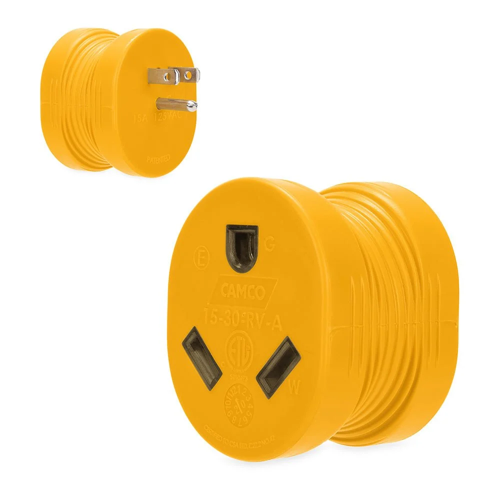 Camco Power Grip RV Adapter - 15Amp Male/30Amp Female – Marine Boat Replacement Part