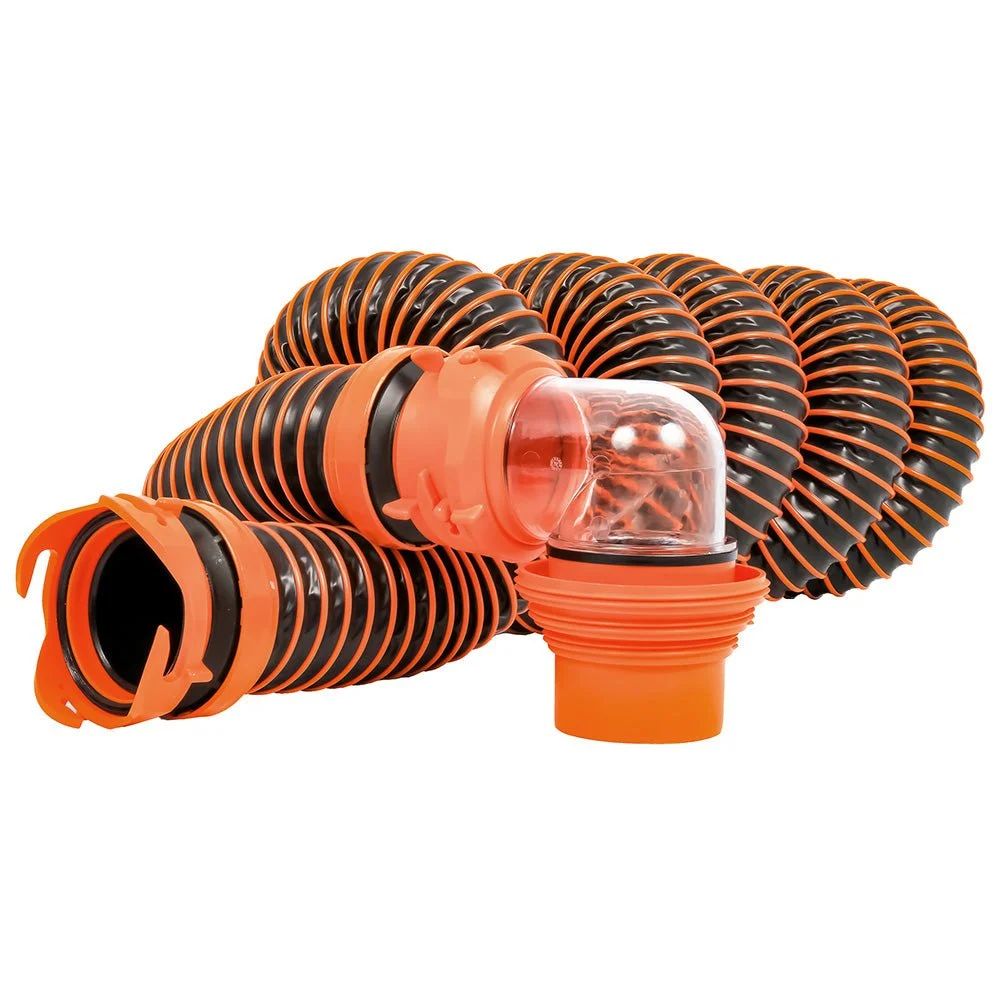 Camco RhinoEXTREME 15' Sewer Hose Kit w/ Swivel Fitting 4 In 1 Elbow Caps – Boat Pump & Plumbing Part
