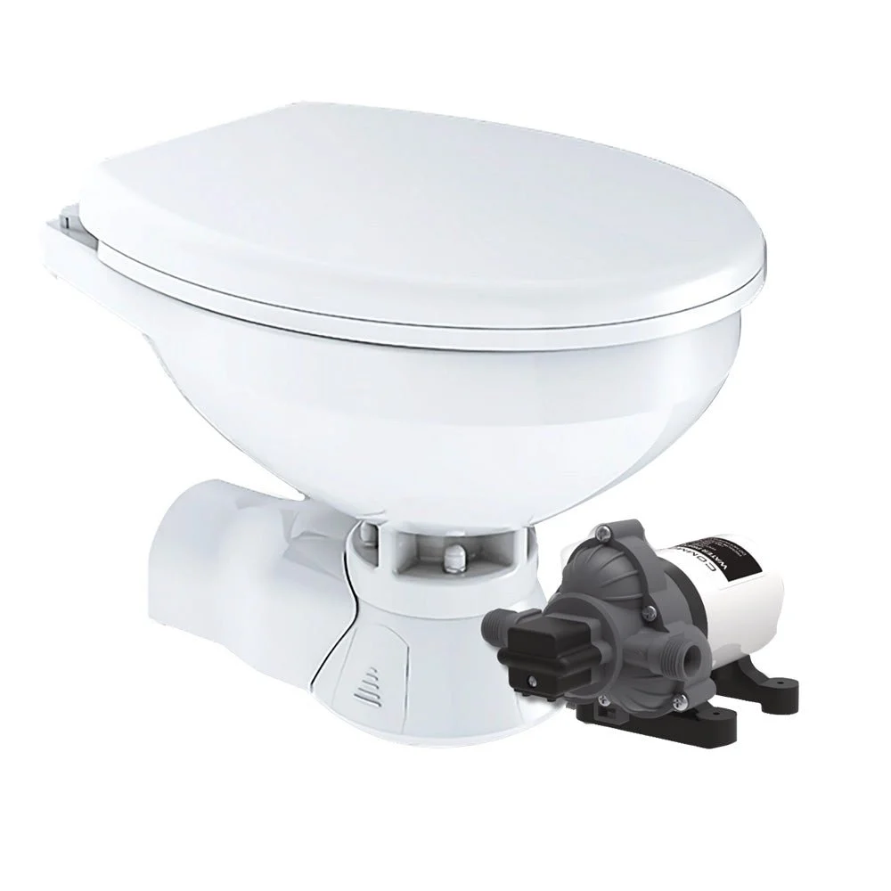 Commodore Quiet Flush Electric Toilet - Rear Macerator - Raw Water Pump - Regular Size – Marine Engine Cooling Replacement Part