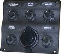 Seasense - Switch Panel Toggle 12v 3g W/pwr Outlet - 50031290