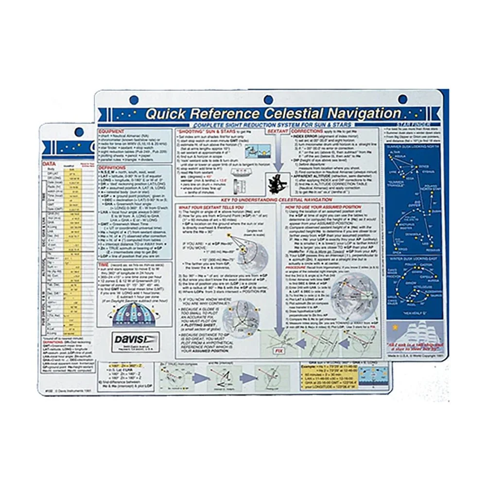 Davis Instruments Quick Reference Celestial Navigation Card – Marine Boat Replacement Part
