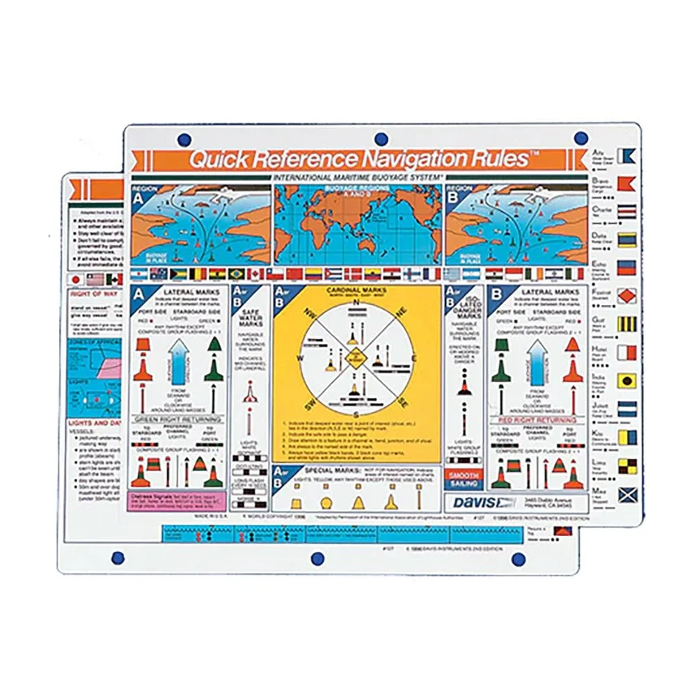 Davis Instruments Quick Reference International Navigation Rules Card – Marine Boat Replacement Part