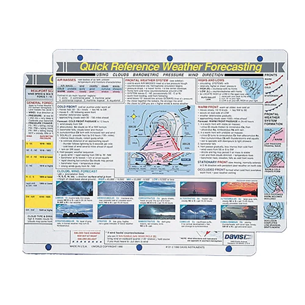 Davis Instruments Quick Reference Weather Forecasting Card – Marine Boat Replacement Part