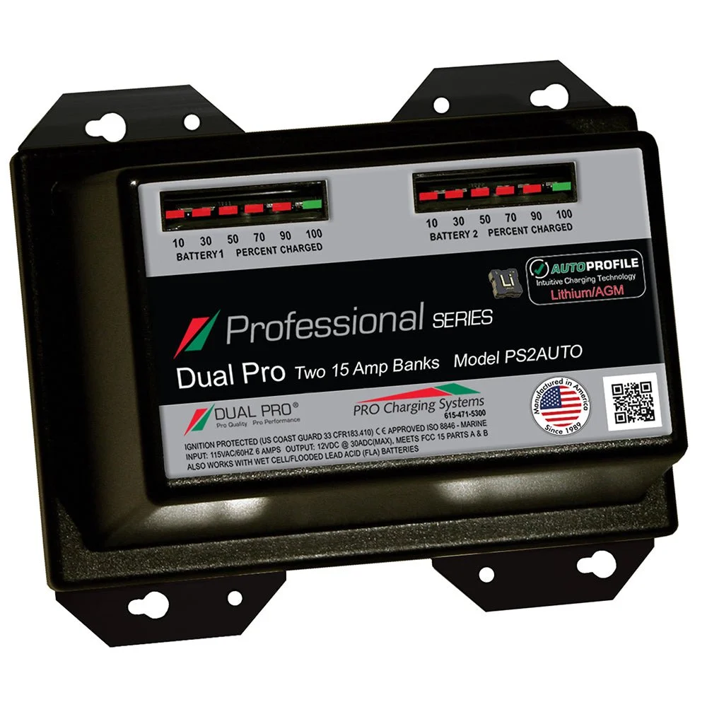 Dual Pro PS2 Auto 15A - 2-Bank Lithium/AGM Battery Charger – Marine Boat Replacement Part