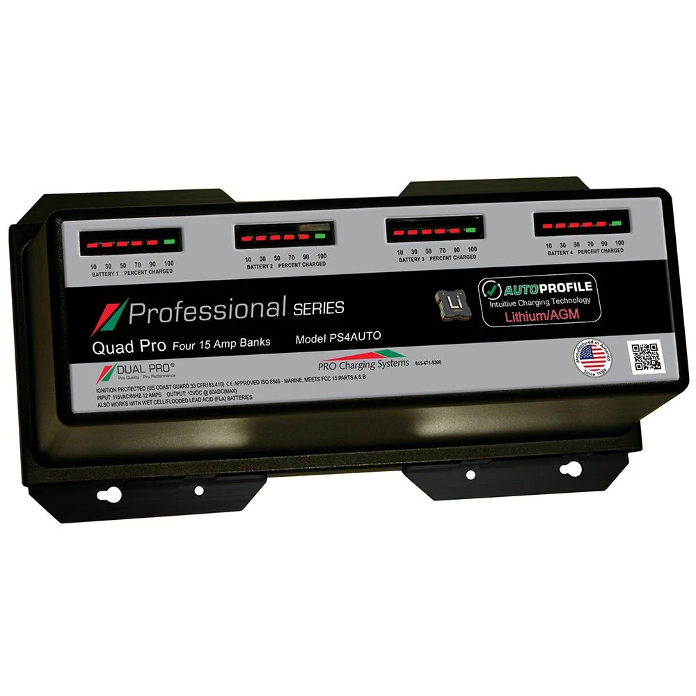 Dual Pro PS4 Auto 15A - 4-Bank Lithium/AGM Battery Charger – Marine Boat Replacement Part