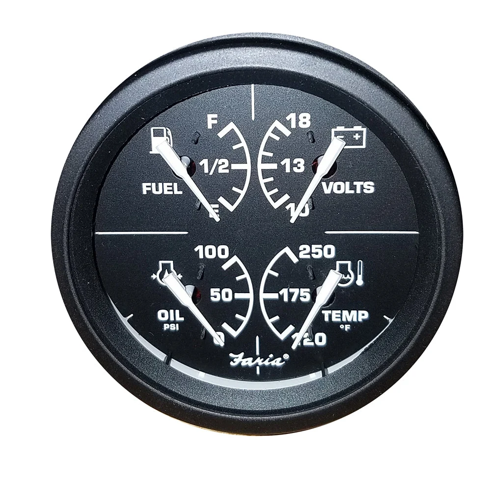 Faria 4" 4-in-1 Gauge - 10-18V 100 0, 120-250 Temp Duel - Black