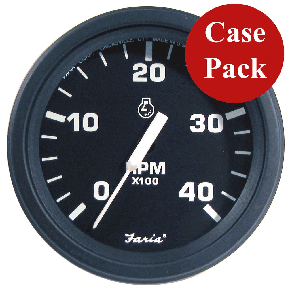 Faria 4" Heavy-Duty Tachometer (4000 RPM) Diesel (Mech Takeoff & Var Ratio Alt) - Black *Bulk Case of 12*