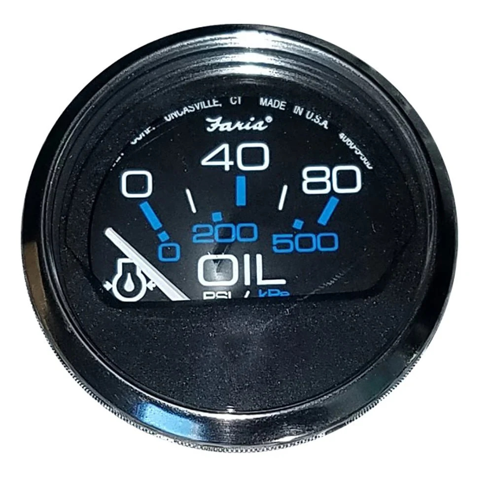 Faria Beede Instruments Chesapeake Black 2" Oil Pressure Gauge (80 PSI) – Marine Boat Replacement Part